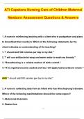 ATI Capstone Nursing Care of Children Maternal Newborn Assessment Exam &lpar;2025 &sol; 2026 Update&rpar; Questions and Verified Answers &vert; 100&percnt; Correct &vert; Grade A