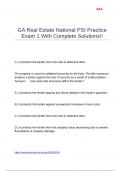 GA Real Estate National PSI Practice Exam 1 With Complete Solutions&excl;&excl;