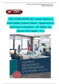 Solution Manual - Human Resource Information Systems&comma; 5th Edition by Johnson&comma; Carlson and Kavanagh&comma; All 1-17  Chapters Covered &comma;Latest Edition