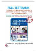 Test Bank For Leading and Managing in Nursing 8th Edition By Patricia S&period; Yoder-Wise&semi; Susan Sportsman - Download as a PDF or view online  &vert; 100&percnt; verified chapters &vert; 2024&sol;2025