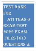 Test Bank for ATI TEAS 6 Exam Test 2025 &ndash; Complete Files &lpar;V1&rpar; with Questions and Answers