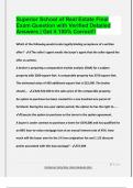 SUPERIOR SCHOOL OF REAL ESTATEEXAM PACKAGE DEAL QUESTIONS AND VERIFIED DETAILED ANSWERS &vert; 100&percnt; GUARANTEED PASS &vert; ALREADY GRADED A&plus;
