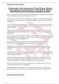 Colorado Life Insurance Final Exam Study Questions and Answers Graded A 2025
