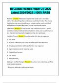 IB Global Politics Paper 2 &vert; Q&A Latest 2024&sol;2025 &vert; 100&percnt; PASS