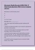 Electronic Health Records &lpar;EHR&rpar; With 78 Final Exam Questions With Correct Complete Answers