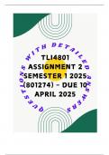 TLI4801 Assignment 2 Semester 1 2025 &lpar;801274&rpar; - DUE 10 April 2025