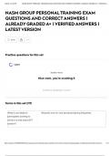 NASM GROUP PERSONAL TRAINING EXAM QUESTIONS AND CORRECT ANSWERS &vert; ALREADY GRADED A&plus; &vert; VERIFIED ANSWERS &vert; LATEST VERSION