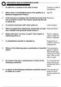 ARKANSAS HEALTH INSURANCE EXAM &lpar;2 DIFFERENT VERSIONS&rpar; &vert; ALL QUESTIONS AND CORRECT ANSWERS &vert; GRADED A&plus; &vert; VERIFIED ANSWERS