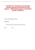 Test Bank For Automotive Technology A Systems Approach 5th Edition by Jack Erjavec &ndash; 2025 Update Question and Verified  Answer&period; RATED A&plus;