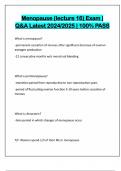 Menopause &lpar;lecture 16&rpar; Exam &vert; Q&A Latest 2024&sol;2025 &vert; 100&percnt; PASS