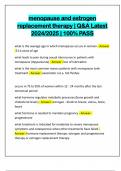 menopause and estrogen replacement therapy &vert; Q&A Latest 2024&sol;2025 &vert; 100&percnt; PASS