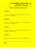  CALIFORNIA DEALER LICENSE  EXAM QUESTIONS AND ANSWERS 2025 