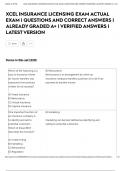 XCEL INSURANCE LICENSING EXAM ACTUAL EXAM &vert; QUESTIONS AND CORRECT ANSWERS &vert; ALREADY GRADED A&plus; &vert; VERIFIED ANSWERS &vert; LATEST VERSION