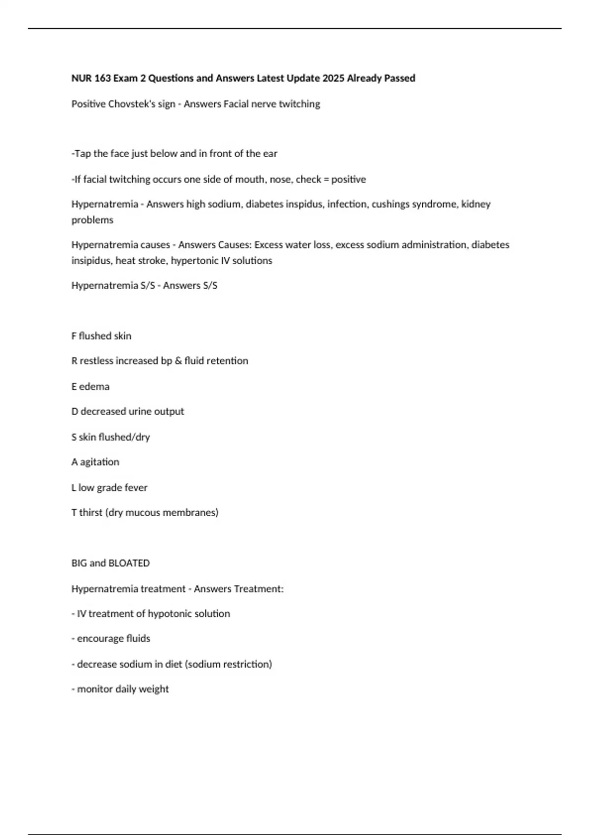 NUR 163 Exam 2 Questions and Answers Latest Update 2025 Already Passed ...