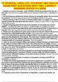 TX GENERAL LINES LIFE&comma; ACCIDENT AND HEALTH EXAM PREP QUESTIONS WITH 100&percnt; CORRECT ANSWERS &vert;RATED A&plus;&vert; &vert;2025&vert;