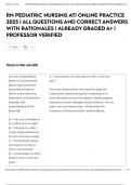 RN PEDIATRIC NURSING ATI ONLINE PRACTICE 2025  &vert; ALL QUESTIONS AND CORRECT ANSWERS WITH RATIONALES &vert; ALREADY GRADED A&plus; &vert; PROFESSOR VERIFIED