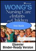 Test Bank for Wong's Nursing Care of Infants and Children - Binder Ready 12th Edition by Marilyn J&period; Hockenberry &comma; Elizabeth A&period; Duffy &comma; Karen Gibbs &vert; All  chapters 1-34 Fully  covered &period;