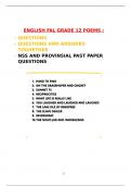 Question and Answers on Grade 12 Poems