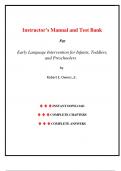 Instructor&rsquo;s Manual and Test Bank for Early Language Intervention for Infants&comma; Toddlers&comma; and Preschoolers 1st Edition by Robert Owens&comma; Chapter 1-10