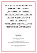 NCIC EXAM STUDY GUIDE 2025 WITH ACTUAL CORRECT QUESTIONS AND VERIFIED DETAILED ANSWERS ALREADY GRADED A&plus; &vert;BRAND NEW&excl;&excl;&vert; 100&percnt; GUARANTEED PASS&vert;LATEST UPDATE&lpar;ALL YOU NEED TO PASS YOUR EXAMS&rpar;