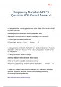 Respiratory Disorders NCLEX Questions With Correct Answers&excl;&excl;