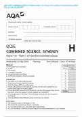 AQA GCSE COMBINED SCIENCE&colon; SYNERGY Higher Tier Paper 2 Life and Environmental Sciences MAY 2024 QP AND MS MERGED