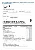 AQA GCSE COMBINED SCIENCE&colon; SYNERGY Foundation Tier Paper 2 Life and Environmental Sciences MAY 2024 Merged QP AND MS