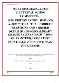 SOLUTIONS MANUAL FOR ELECTRICAL WIRING COMMERCIAL 18TH EDITION BY PHIL SIMMONS A&plus;2025 WITH ACTUAL CORRECT QUESTIONS AND VERIFIED DETAILED ANSWERS ALREADY GRADED A&plus; &vert;BRAND NEW&excl;&excl;&vert; 100&percnt; GUARANTEED PASS&vert;LATEST UPDATE&lpar;ALL YOU NEED TO PASS YOUR EXAMS&rpar;
