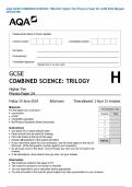 AQA GCSE COMBINED SCIENCE&colon; TRILOGY Higher Tier Physics Paper 2H JUNE 2024 Merged QPAND MS