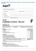 AQA GCSE COMBINED SCIENCE&colon; TRILOGY Higher Tier Physics Paper 2H JUNE 2024 Merged QPAND MS