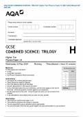 AQA GCSE COMBINED SCIENCE&colon; TRILOGY Higher Tier Physics Paper 1H MAY 2024 Merged QP AND MS