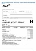 AQA GCSE COMBINED SCIENCE&colon; TRILOGY Higher Tier Biology Paper 2H JUNE 2024 Merged QP AND MS