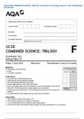 AQA GCSE COMBINED SCIENCE&colon; TRILOGY Foundation Tier Biology Paper 2F JUNE 2024 Merged QP AND MS