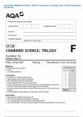 AQA GCSE COMBINED SCIENCE&colon; TRILOGY Foundation Tier Biology Paper 1F MAY 2024 Merged QP AND MS