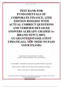 TEST BANK FOR FUNDAMENTALS OF CORPORATE FINANCE&comma; 12TH EDITION ROSS2025 WITH ACTUAL CORRECT QUESTIONS AND VERIFIED DETAILED ANSWERS ALREADY GRADED A&plus; &vert;BRAND NEW&excl;&excl;&vert; 100&percnt; GUARANTEED PASS&vert;LATEST UPDATE&lpar;ALL YOU NEED TO PASS YOUR EXAMS&rpar;