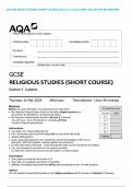 AQA RELIGIOUS STUDIES &lpar;SHORT COURSE&rpar; Section 4 Judaism MAY 2024 QP AND MS MERGED