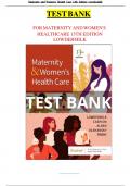 Test Bank - Maternity and Women&rsquo;s Health Care&comma; 13th Edition &lpar;Lowdermilk&comma; 2024&rpar; Latest Edition