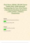 Final Exam&colon; NR566 &sol; NR-566 &lpar;Latest Update 2025 &sol; 2026&rpar; Advanced Pharmacology for Care of the Family &vert; Test Review Questions & Answers &vert; 100&percnt; Correct &vert; Grade A - Chamberlain