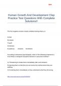 Human Growth And Development Clep Practice Test Questions With Complete Solutions&excl;&excl;