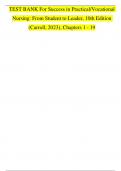 TEST BANK For Success in Practical&sol;Vocational Nursing&colon; From Student to Leader&comma; 10th Edition  &lpar;Carroll&comma; 2023&rpar;&comma; Chapters 1 - 19