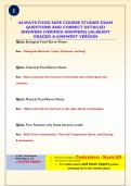 Always Food Safe Course &ndash; Exam Questions and Verified Detailed Answers &lpar;Newest Version&comma; 2025&rpar;