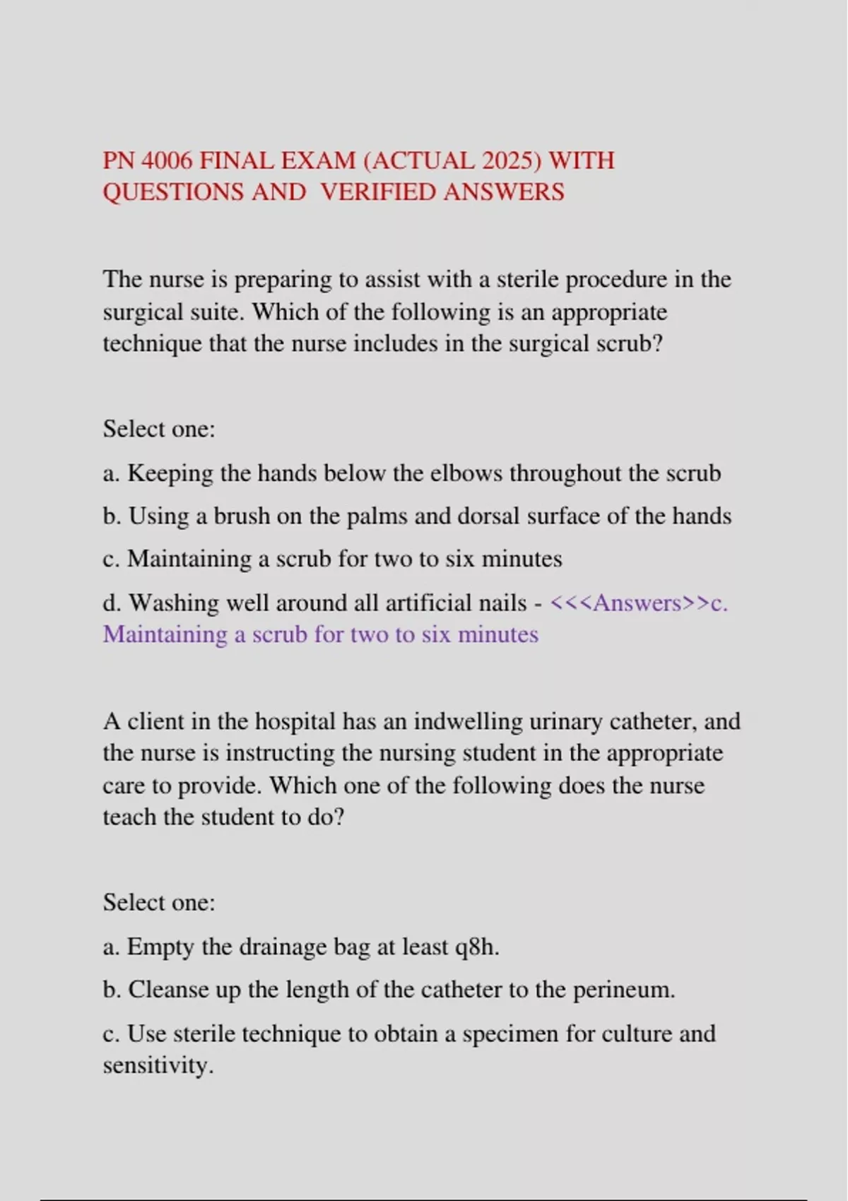 PN 4006 FINAL EXAM (ACTUAL 2025) WITH QUESTIONS AND VERIFIED ANSWERS ...