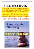 TEST BANK FOR PSYCHIATRIC NURSING CONTEMPORARY PRACTICE 7TH EDITION BY MARY BOYD&comma; REBECCA RUBBERT ALL CHAPTERS 1-43 ALL QUESTIONS AND CORRECT ANSWERS UPDATED VERSION