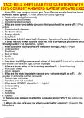 TACO BELL SHIFT LEAD TEST QUESTIONS WITH 100&percnt; CORRECT ANSWERS &vert;LATEST UPDATE&vert; &vert;2025&vert;