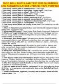 TACO BELL SHIFT-LEAD TEST 2025 QUESTIONS AND ANSWERS &vert;LATEST UPDATE&vert; &vert;100&percnt; VERIFIED&vert;
