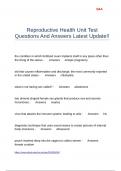 Reproductive Health Unit Test Questions And Answers Latest Update&excl;&excl;