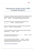 Reproductive System Exam 4 With Complete Solutions&excl;&excl;