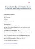 Reproductive System Practice Exam Questions With Complete Solutions&excl;&excl;