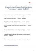 Reproductive System Test Questions And Answers Latest Update&excl;&excl;