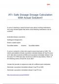 ATI Safe Dosage Dosage Calculation With Actual Solution&excl;&excl;